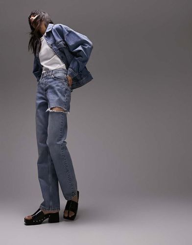 Dad jeans candeggiati con strappo sul lato - Topshop - Modalova