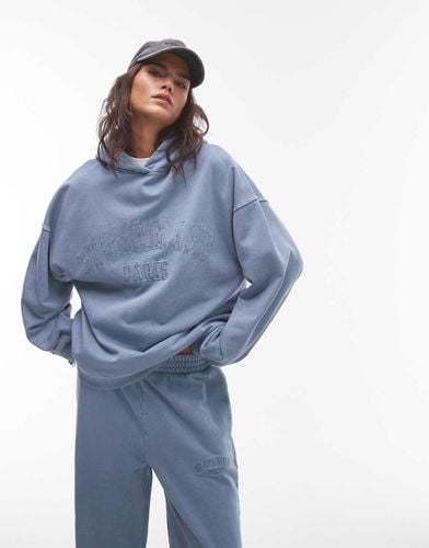 Felpa oversize con cappuccio e stampa grafica St Germain in coordinato - Topshop - Modalova