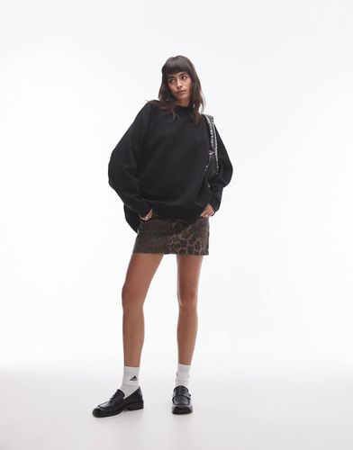 Felpa oversize nera con maniche raglan - Topshop - Modalova