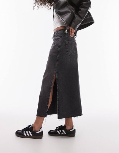 Gonna midi in denim slavato con spacco laterale - Topshop - Modalova