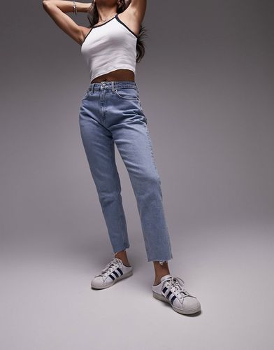 Topshop - Hourglass - Jeans dritti cropped a vita medio alta candeggiati con bordi grezzi - Topshop Hourglass - Modalova