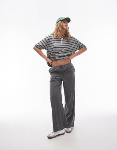 Joggers a fondo ampio sartoriali con coulisse antracite - Topshop - Modalova