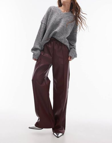 Joggers in pelle sintetica bordeaux - Topshop - Modalova