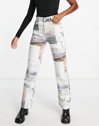 Kort - Jeans dritti con stampa stile cartolina in coordinato - Topshop - Modalova