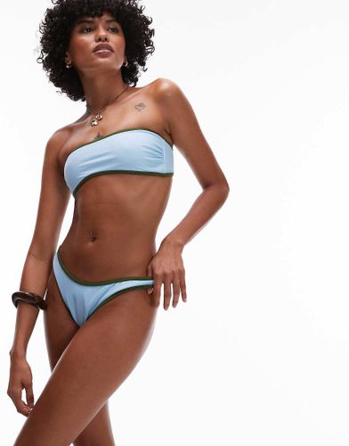 LA - Bas de bikini échancré - Bleu et vert - Topshop - Modalova