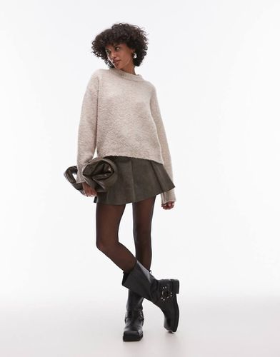 Maglione girocollo color pietra bouclé - Topshop - Modalova