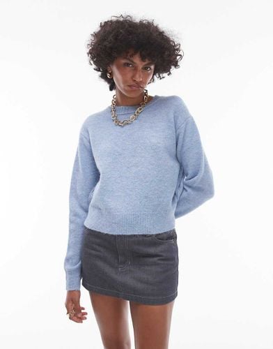 Maglione girocollo azzurro con maniche raglan e cuciture a vista - Topshop - Modalova