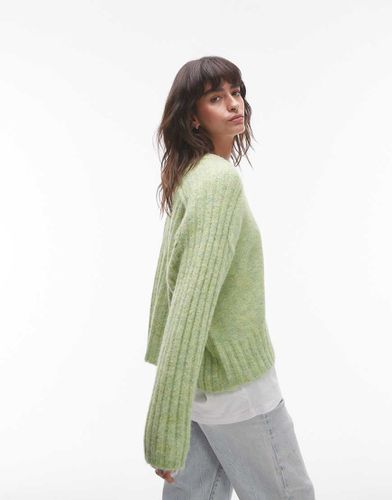 Maglione oversize girocollo chiaro soffice con dettagli a coste e cuciture a vista - Topshop - Modalova