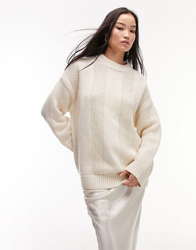 Maglione premium a coste larghe in misto lana color avorio - Topshop - Modalova