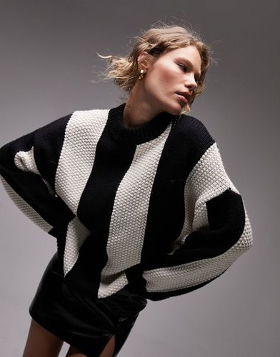 Maglione premium a coste larghe in misto lana bianco e nero - Topshop - Modalova