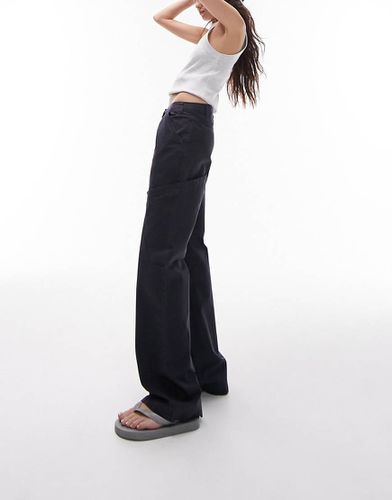 Pantaloni cargo dritti a vita bassa con tasche oversize chiaro - Topshop - Modalova