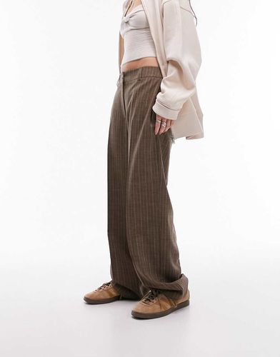 Pantaloni a vita bassa marroni a righe - Topshop - Modalova