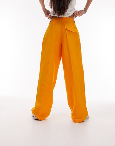 Pantaloni effetto lino color mango in coordinato - Topshop - Modalova