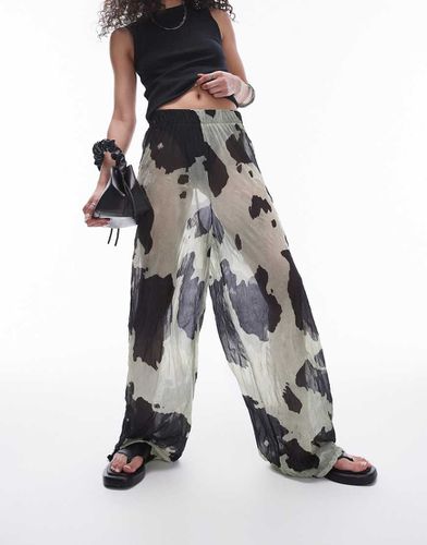 Pantaloni increspati con stampa pezzata trasparente - Topshop - Modalova