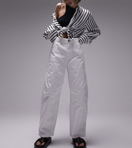 Pantaloni a fondo ampio bianchi con linguetta sul retro - Topshop Petite - Modalova