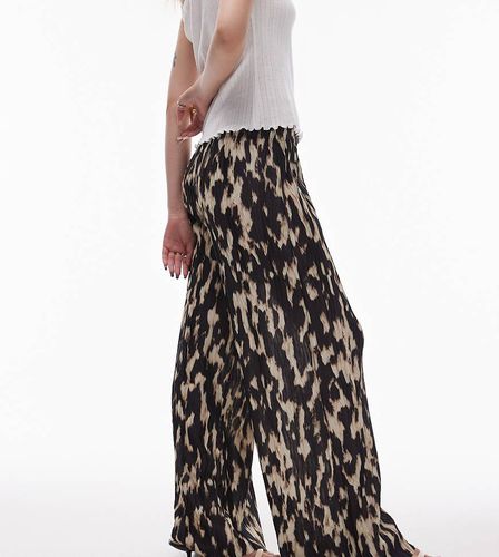 Pantaloni plissé con stampa astratta leopardata monocromatica - Topshop Petite - Modalova