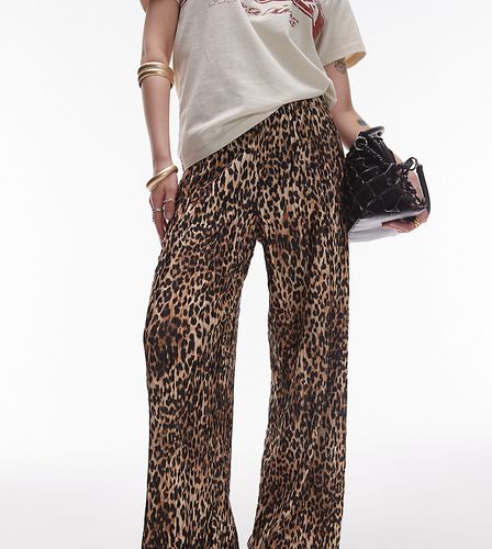 Pantaloni plissé con stampa leopardata - Topshop Petite - Modalova