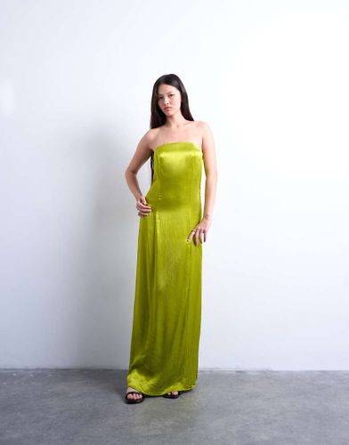 Robe bandeau longue en satin - Topshop - Modalova