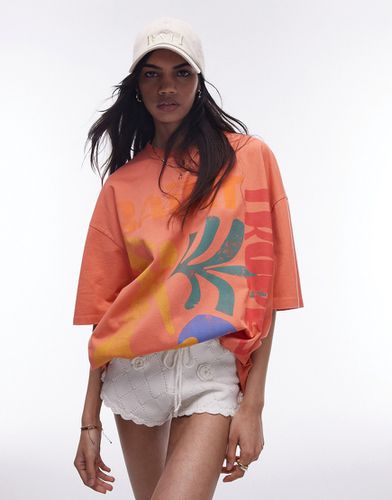 St Tropez - T-shirt oversize con stampa artistica - Topshop - Modalova