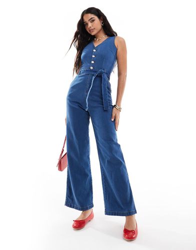 Tuta jumpsuit in denim lavaggio medio - Threadbare - Modalova