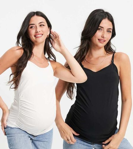 Confezione da 2 canottiere premaman da allattamento nera e bianca - Threadbare - Modalova