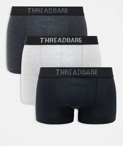 Confezione da 3 paia di boxer aderenti neri, antracite e grigi - Threadbare - Modalova