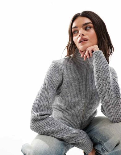 Maglione accollato a coste con zip - Threadbare - Modalova