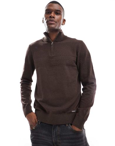 Maglione cioccolato con zip corta - Threadbare - Modalova