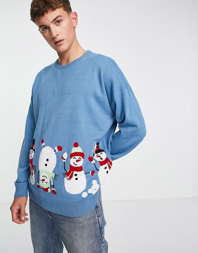 Maglione natalizio oversize con stampa con pupazzi di neve - Threadbare - Modalova