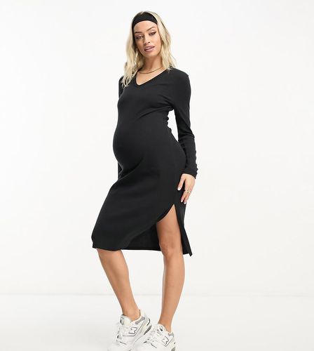 Maternity - Vestito premaman midi con scollo a V e spacco laterale - Threadbare - Modalova