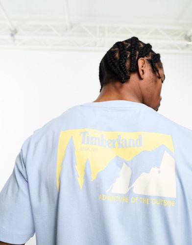 T-shirt azzurro cielo con stampa di montagne sul retro - Timberland - Modalova