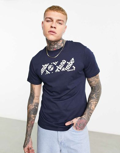 T-shirt blu navy con logo lineare - Timberland - Modalova