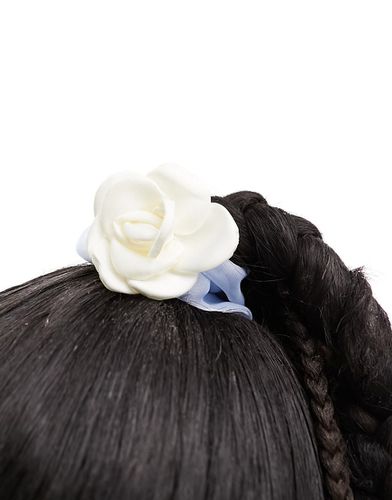 Elastico per capelli in raso azzurro a forma di rosa - True Decadence - Modalova