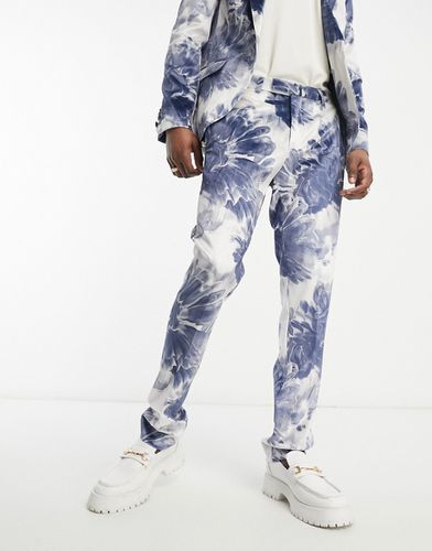 Judd - Pantaloni da abito bianchi e inchiostro con stampa a fiori - Twisted Tailor - Modalova