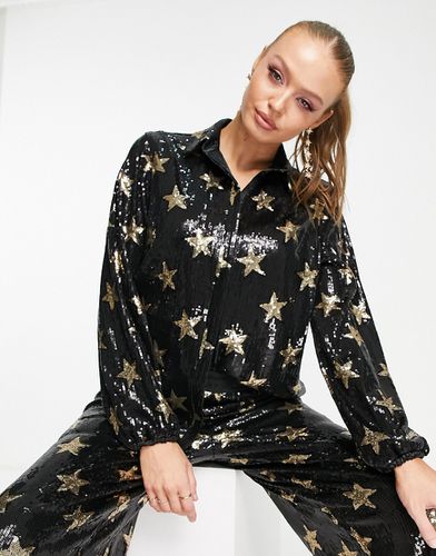 Camicia oversize con stampa a stelle di paillettes in coordinato - Twisted Wunder - Modalova