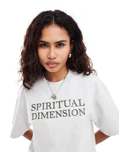 T-shirt oversize mélange con stampa "Spiritual Dimension" - Urban Revivo - Modalova