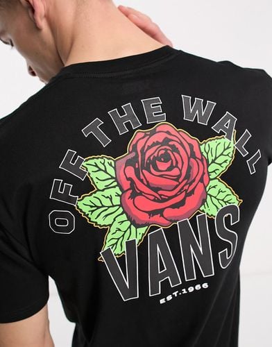 T-shirt nera con stampa di fiore stile college sul retro - Vans - Modalova