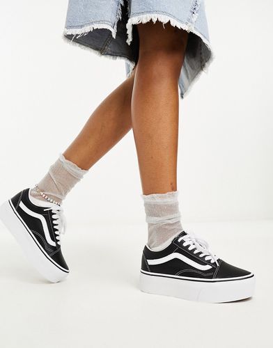 Old Skool - Sneakers nere e bianche in pelle con suola rialzata - Vans - Modalova