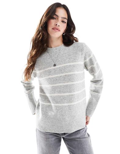 Maglione color crema e grigio a righe con scollo rotondo - Vero Moda - Modalova