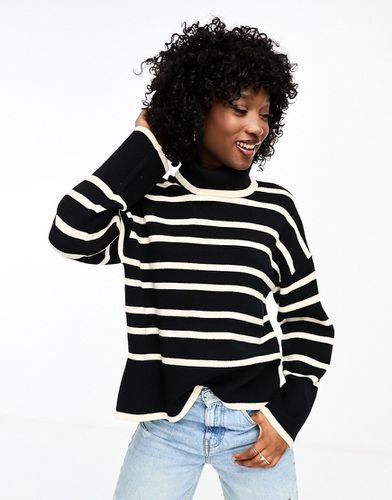 Maglione con collo alto nero a righe - Vero Moda - Modalova