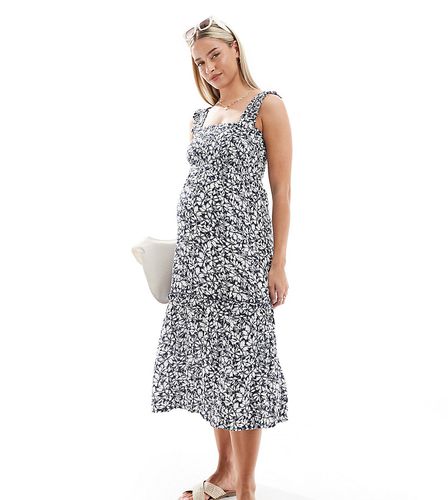Vestito midi arricciato con spalline sottili a fiori - Vero Moda Maternity - Modalova
