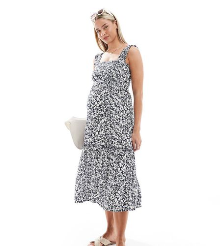 Vestito midi arricciato con spalline sottili a fiori - Vero Moda Maternity - Modalova