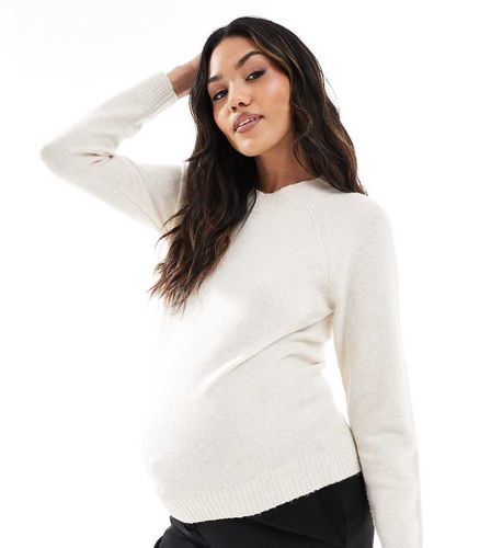 Maglione lavorato crema mélange con scollo rotondo - Vero Moda Maternity - Modalova