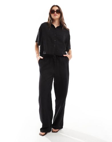 Mix & Match - Pantaloni ampi allacciati in vita in lino neri - Vero Moda - Modalova