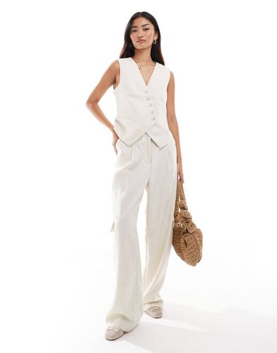 Pantaloni sartoriali beige in misto lino stile cargo in coordinato - Vero Moda - Modalova