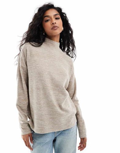 Top in jersey accollato oversize beige mélange - Vero Moda - Modalova