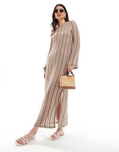 Vestito lungo da spiaggia beige all'uncinetto - Vero Moda - Modalova