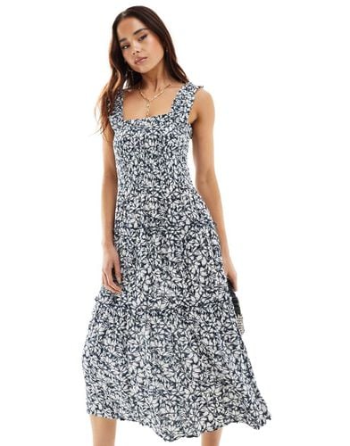 Vestito midi arricciato con spalline sottili a fiori - Vero Moda - Modalova