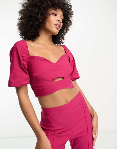 Crop top lampone con maniche a palloncino in coordinato - Vesper - Modalova