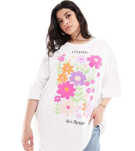 T-shirt bianca con stampa di fiori - Yours - Modalova